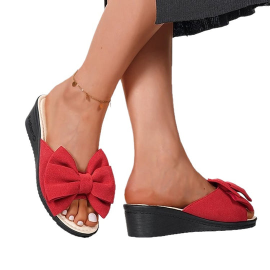Damen Wedge-Pantoletten mit dekorativem Schleifendetail R&B