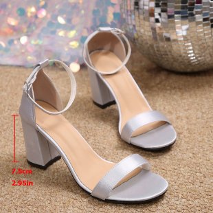 Damen Blockabsatz-Sandalen mit transparentem Riemen R&B