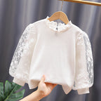 Mädchen Sweatshirt mit floralen Stickermonturen und Rüschen R&B