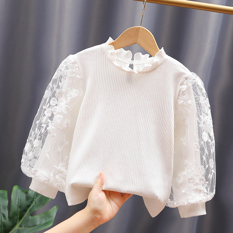 Mädchen Sweatshirt mit floralen Stickermonturen und Rüschen R&B