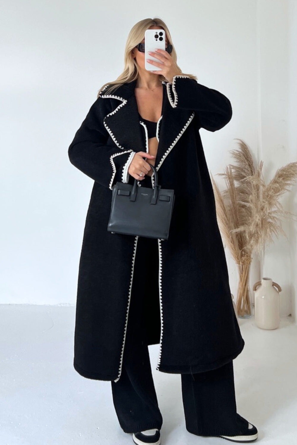 Damen Elegante Boucle-Mantel R&B