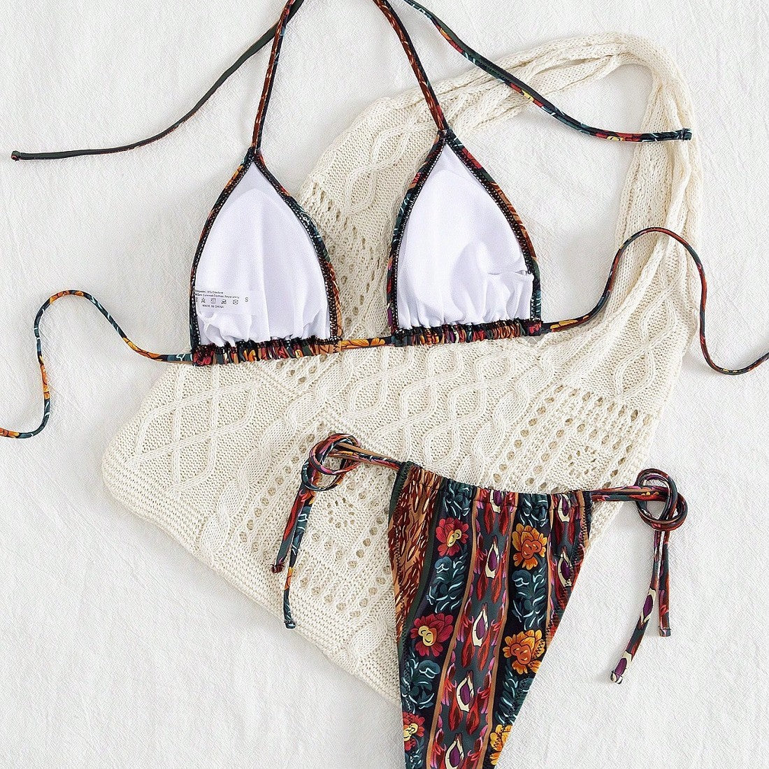 Damen Triangel-Bikini mit floralem Muster R&B