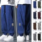 Herren nan Relax-Freizeithose aus feiner Breitkordstruktur mit Tunnelzug und elastischen Knöchelabschlüssen R&B