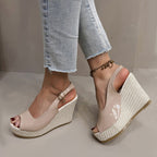 Damen Wedge-Pantoletten mit dekorativem Riemendesign und komfortabler Sohle R&B