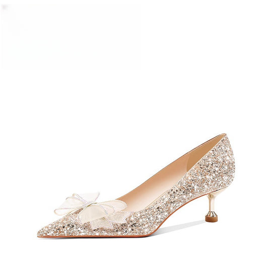 Damen Glamouröse Spitzen-Pumps mit glitzernden Akzenten und zierlichem Absatz R&B