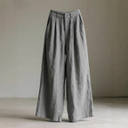 Damen weite Leinenhose mit eleganter Bundfalte und Taschen R&B