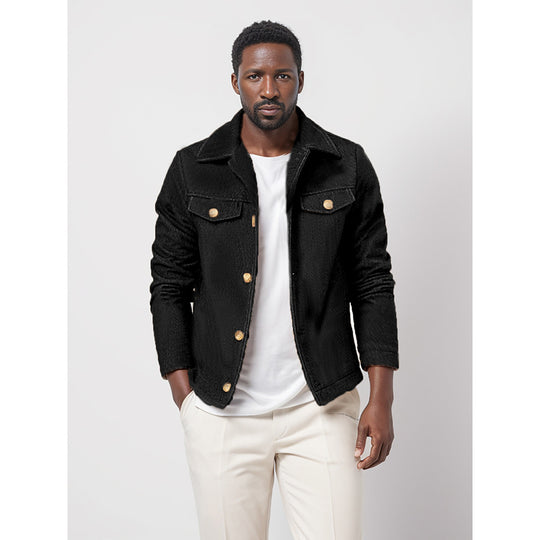Herren lässige Fleecejacke mit strukturiertem Innenfutter R&B