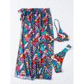 Damen Bikini-Set mit modischem Wickelrock und buntem Grafikdruck R&B