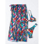 Damen Bikini-Set mit modischem Wickelrock und buntem Grafikdruck R&B