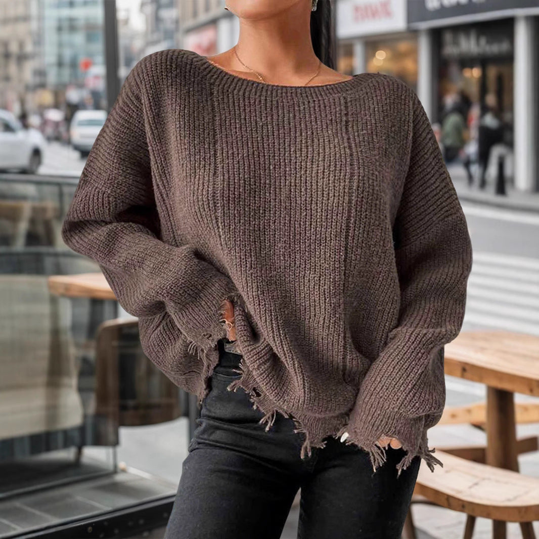 Damen Baumwollpullover mit lässigem Oversized-Schnitt R&B