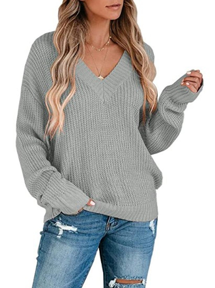 Damen Feinstrickpullover mit V-Ausschnitt und lässigem Schnitt R&B