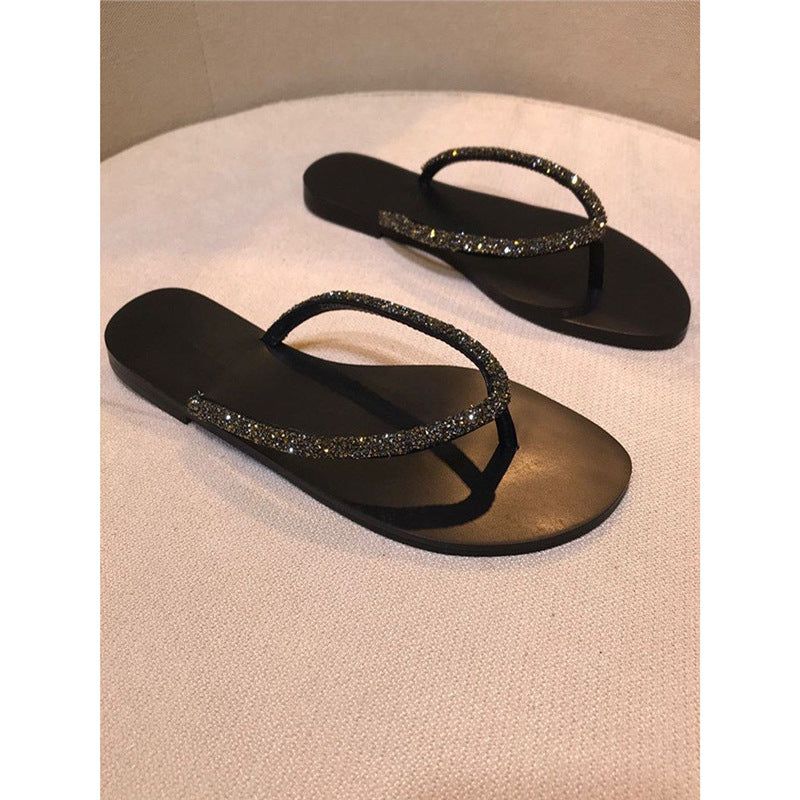Damen Strandsandalen mit glitzerndem Riemendesign R&B