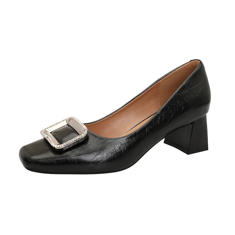 Damen eleganter Blockabsatz-Pumps mit funkelndem Schmuckdetail