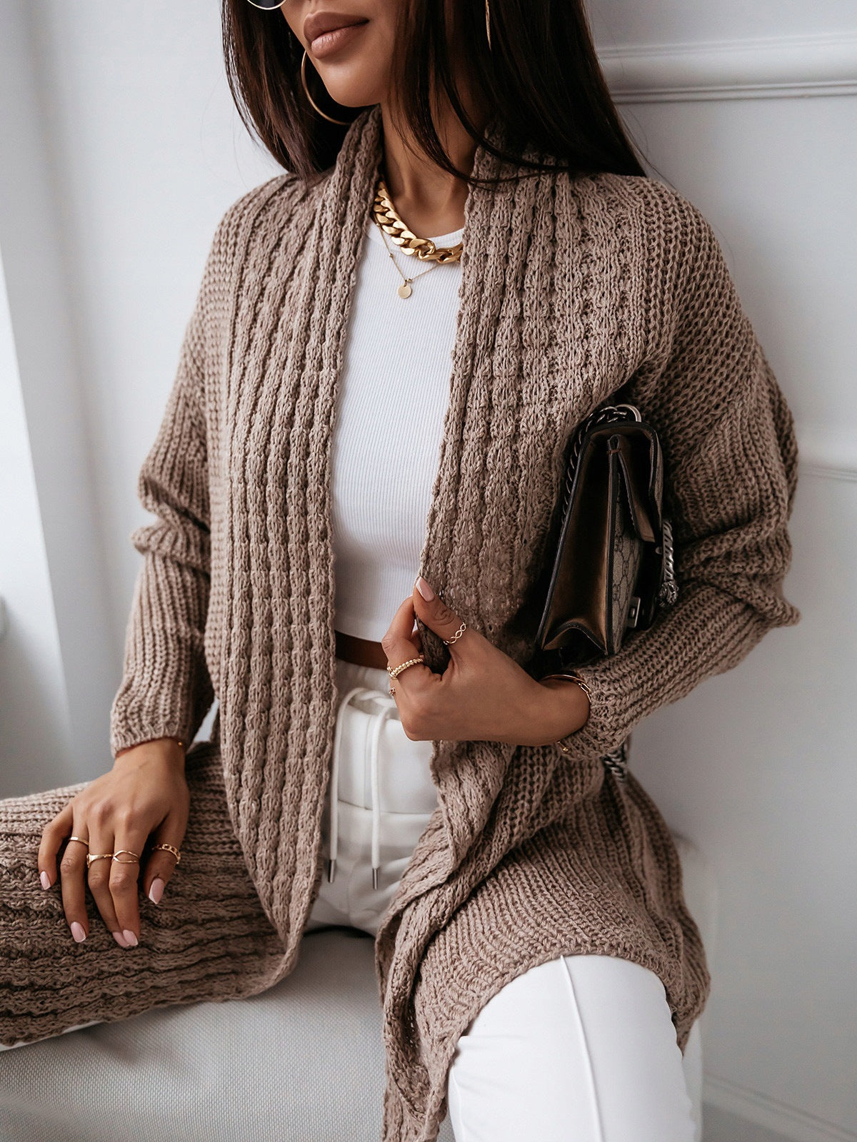 Damen Langarm Strickcardigan R&B