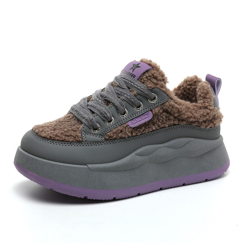 Damen modische Sneaker mit glänzenden Akzenten und kuscheliger Stoffoberfläche R&B