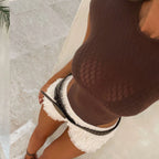 Damen atmungsaktives Crop-Top mit raffinierten Netzstrukturen R&B