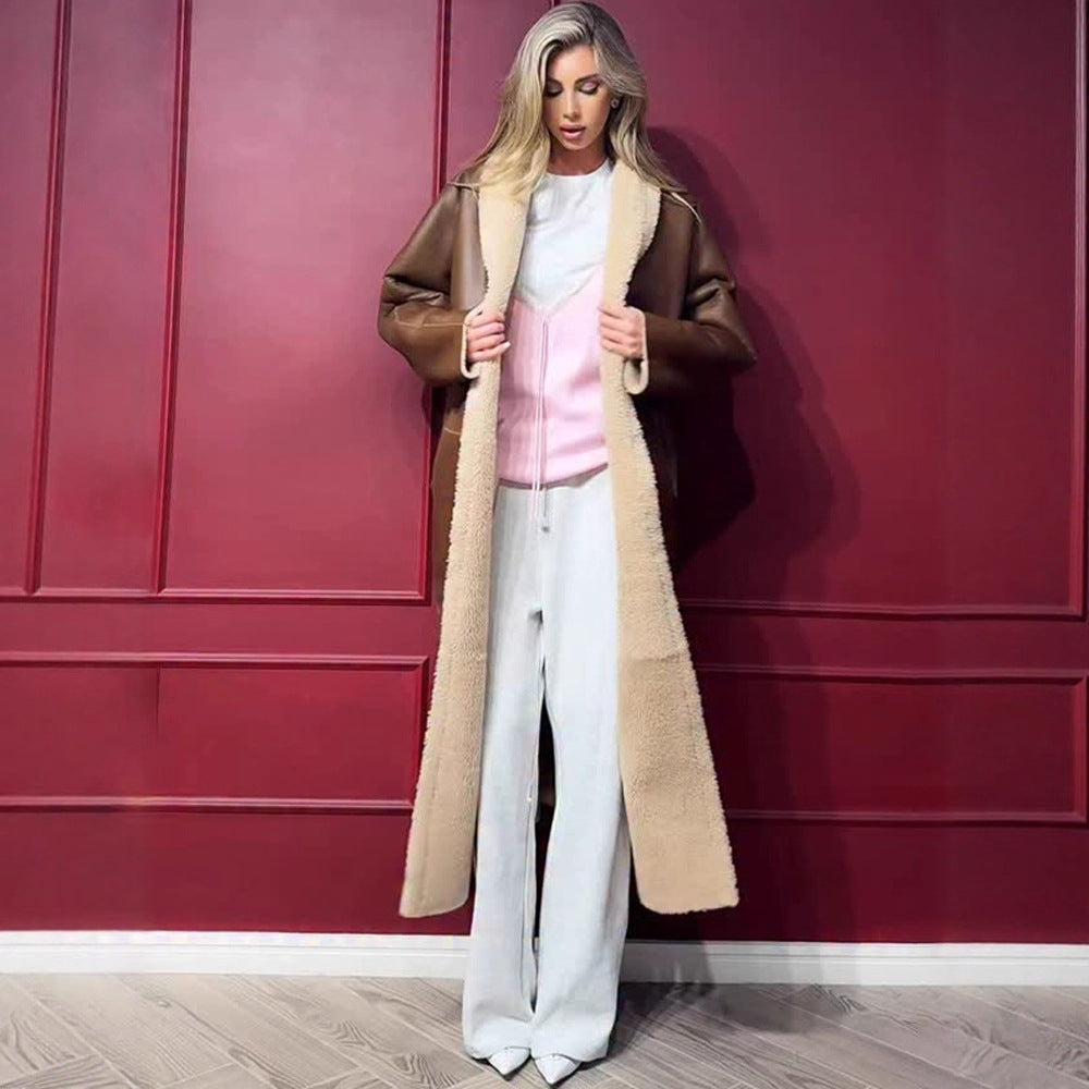 Damen lange, gefütterte Trenchcoatjacke R&B