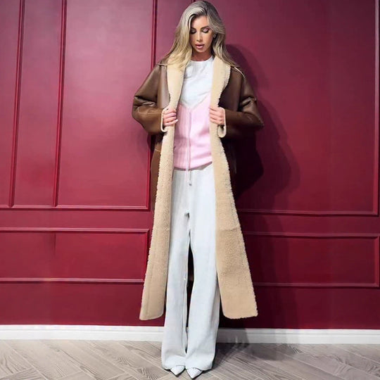 Damen lange, gefütterte Trenchcoatjacke R&B