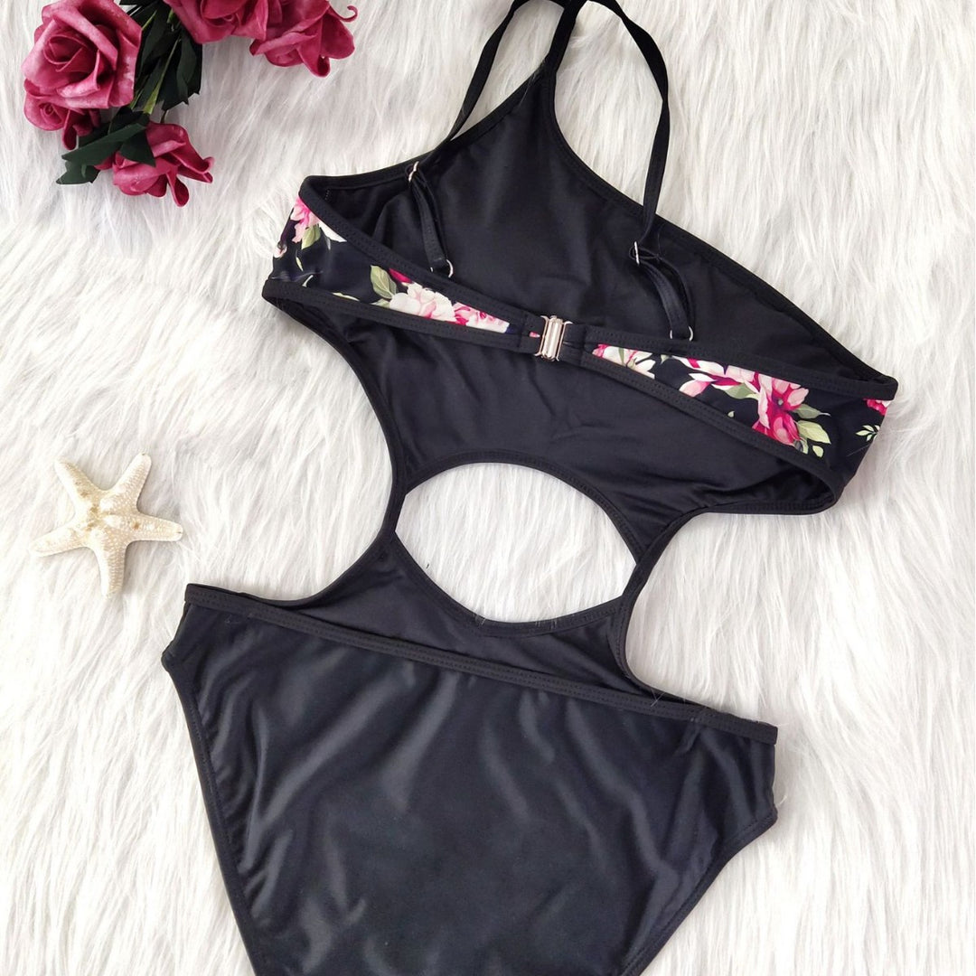 Damen Einteiler-Badeanzug mit floralem Druck R&B