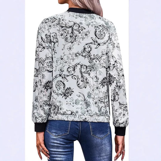 Damen Blousonjacke mit floralem Design und elastischen Bündchen R&B