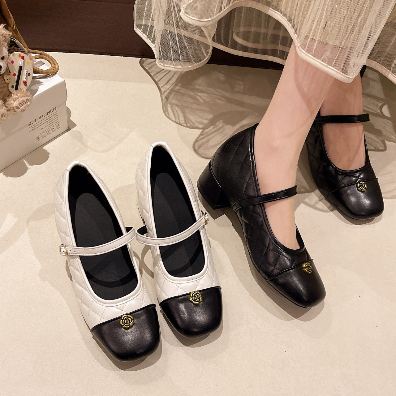 Damen Elegante Mary Jane Absatzschuhe mit modischem Riemen und strukturiertem Obermaterial R&B