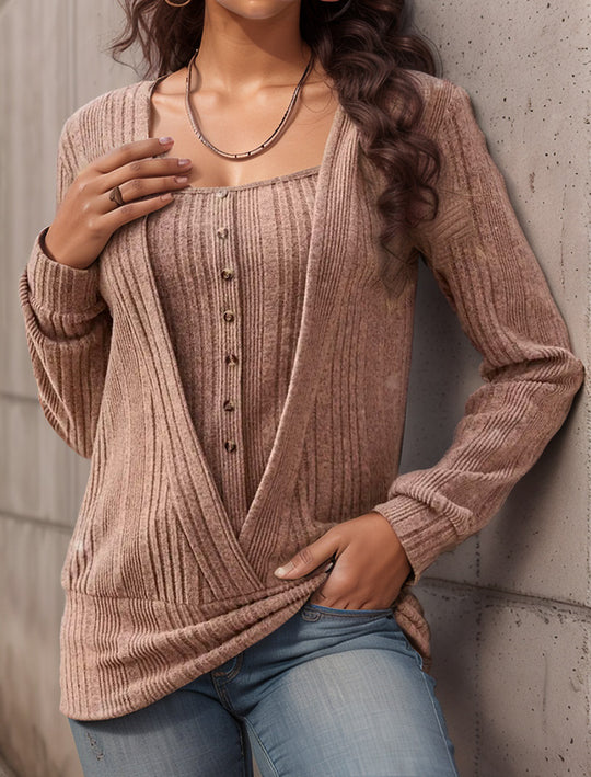 Damen Oversized Strickpullover mit modernem V-Ausschnitt R&B