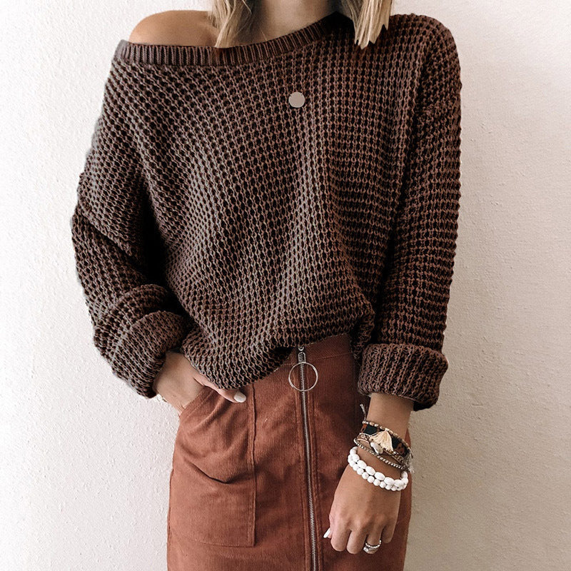 Damen Weites Strickoberteil mit Schneckenstruktur und weitem Ausschnitt R&B