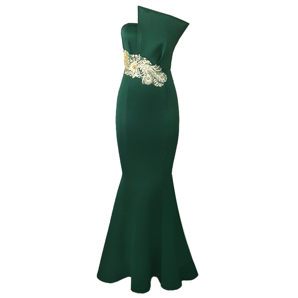 Damen elegantes Abendkleid mit asymmetrischem Design und kunstvoller Stickerei R&B