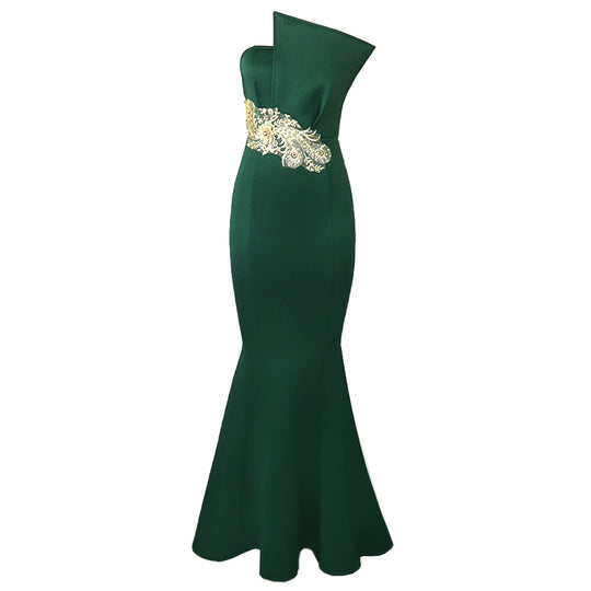 Damen elegantes Abendkleid mit asymmetrischem Design und kunstvoller Stickerei R&B