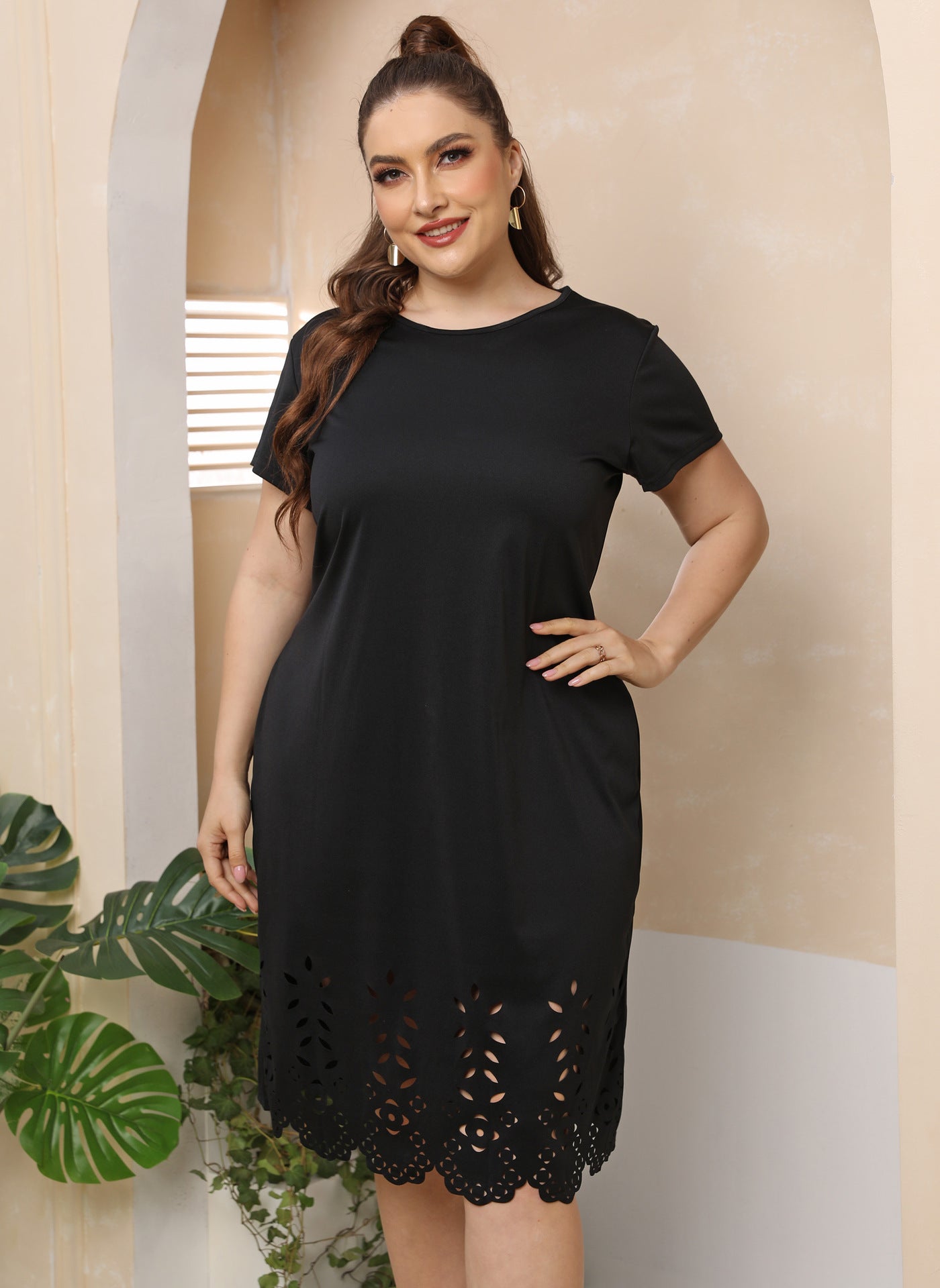 Damen elegantes Cut-Out Sommerkleid R&B