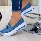 R&B Damen Loafer Slip-On PU Lederoptik Metall-Detail