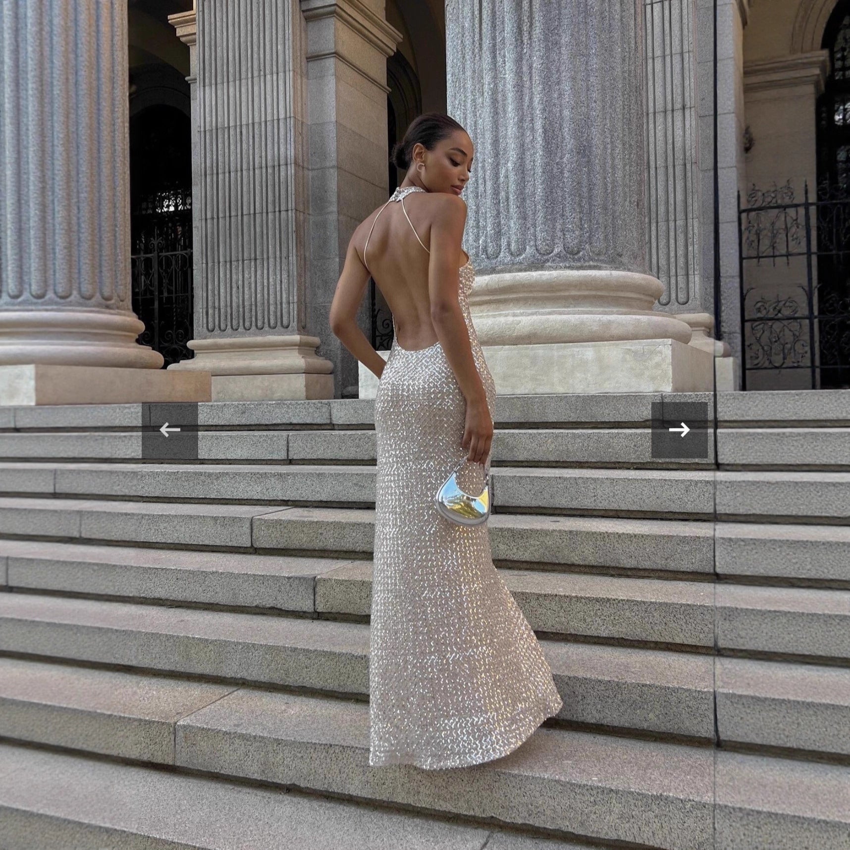 Damen glamouröses Langkleid mit funkelndem Paillettenbesatz R&B