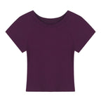 Damen Cropped T-Shirt mit modischem Rundhalsausschnitt und lässigem Design