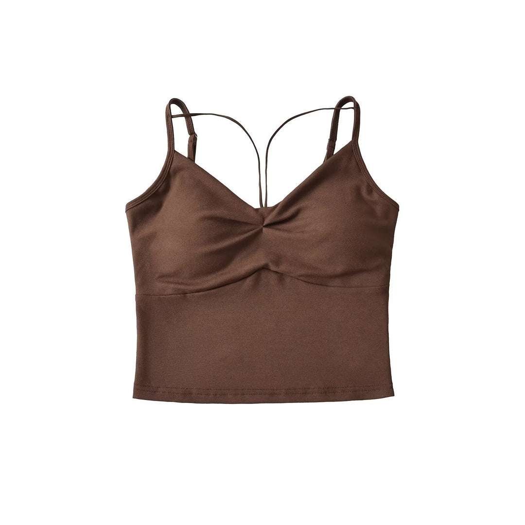 Damen elegantes Crop-Top mit verstellbaren Spaghetti-Trägern R&B