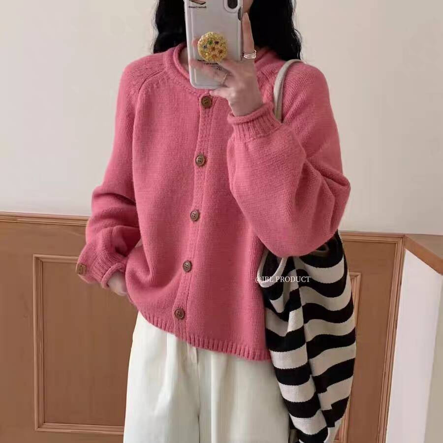 Damen Strickjacke mit asymmetrischem Schnitt und großzügigen Ballonärmeln R&B
