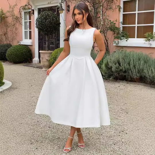 Damen Elegantes Maxikleid mit ausgestellten Ärmeln und raffiniertem Rock R&B