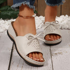 Damen Komfortable Ledersandalen mit geflochtenem Design und modischem Schleifenakzent R&B