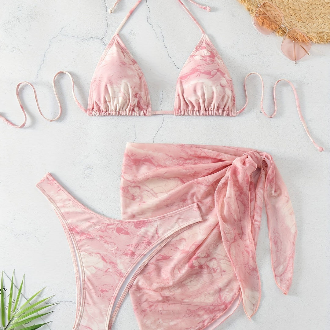 Damen Triangel-Bikini-Set mit elegantem Wickelsarong R&B