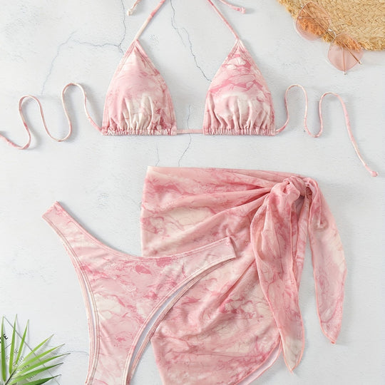 Damen Triangel-Bikini-Set mit elegantem Wickelsarong R&B