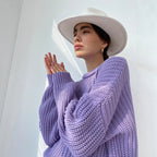Damen Casual Strickpullover mit strukturiertem Design und überschnittenen Schultern R&B