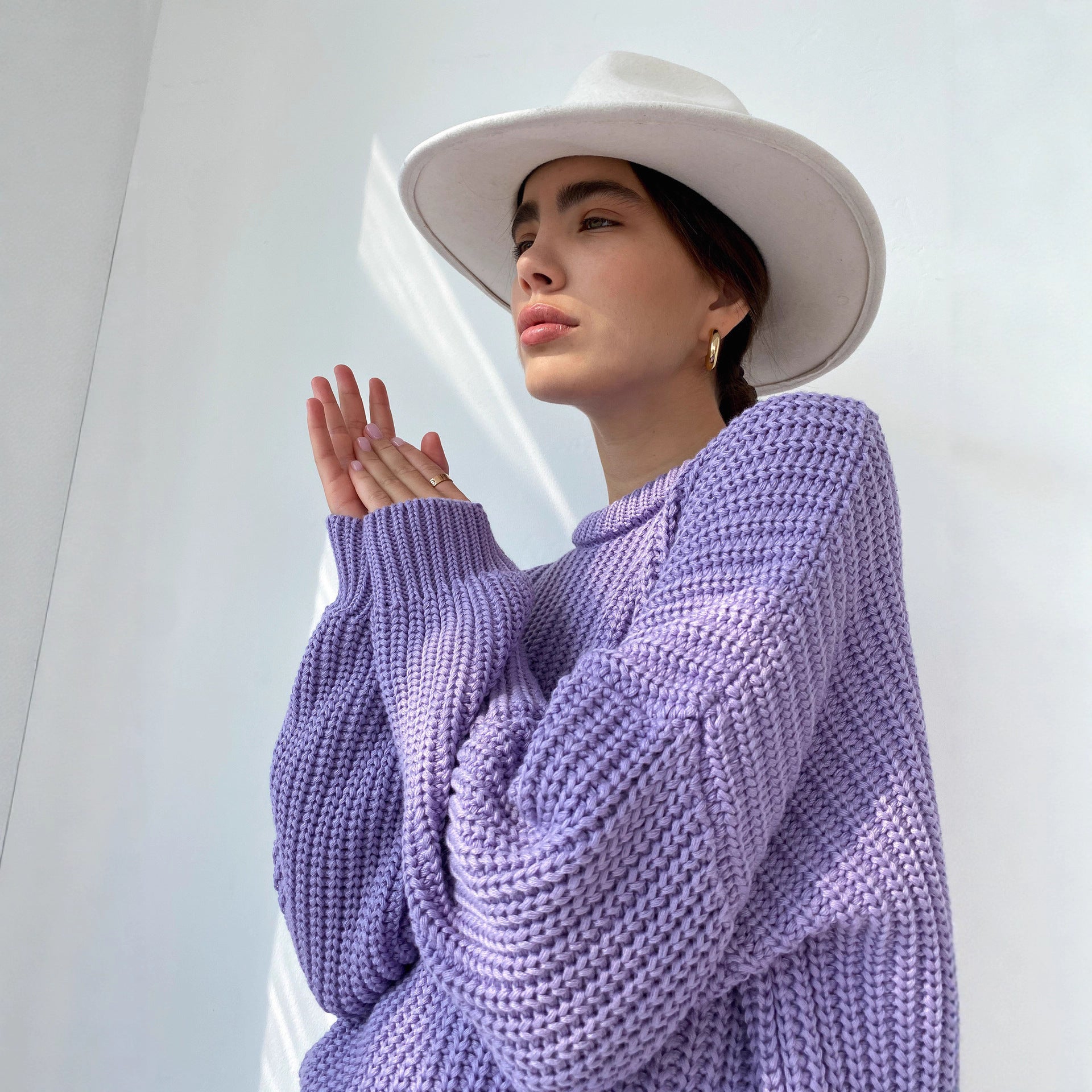 Damen Casual Strickpullover mit strukturiertem Design und überschnittenen Schultern R&B