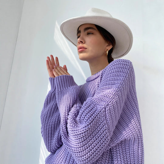 Damen Casual Strickpullover mit strukturiertem Design und überschnittenen Schultern R&B