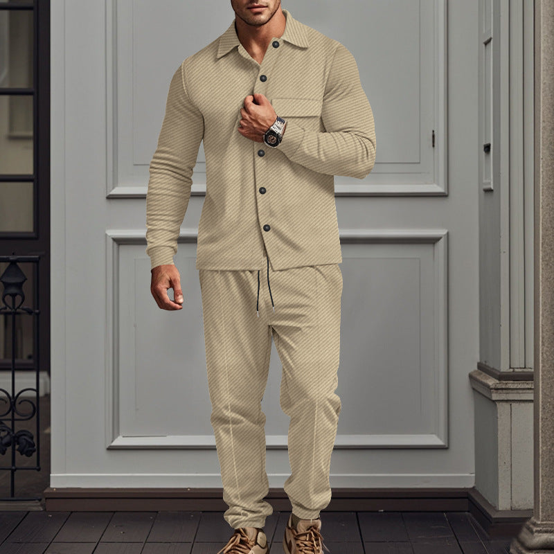 Herren lässiger Freizeitanzug mit feiner Struktur und praktischen Taschen R&B