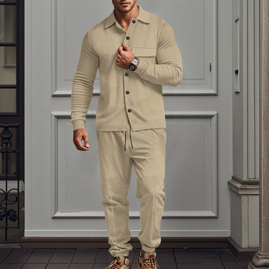 Herren lässiger Freizeitanzug mit feiner Struktur und praktischen Taschen R&B