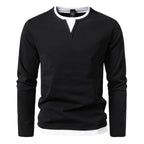 Herren langärmliges T-Shirt mit modernem V-Ausschnitt und auffälligen Akzenten R&B