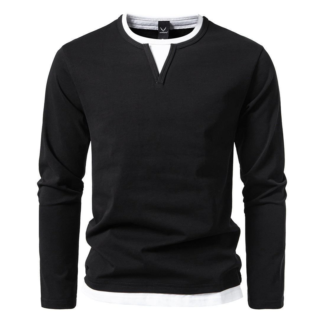 Herren langärmliges T-Shirt mit modernem V-Ausschnitt und auffälligen Akzenten R&B
