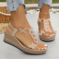 Damen Wedge Sandalen mit dekorativen Schmetterlings-Applikationen R&B