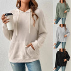 Damen Lässiger Kapuzenpullover mit Rippstruktur und praktischer Kängurutasche R&B