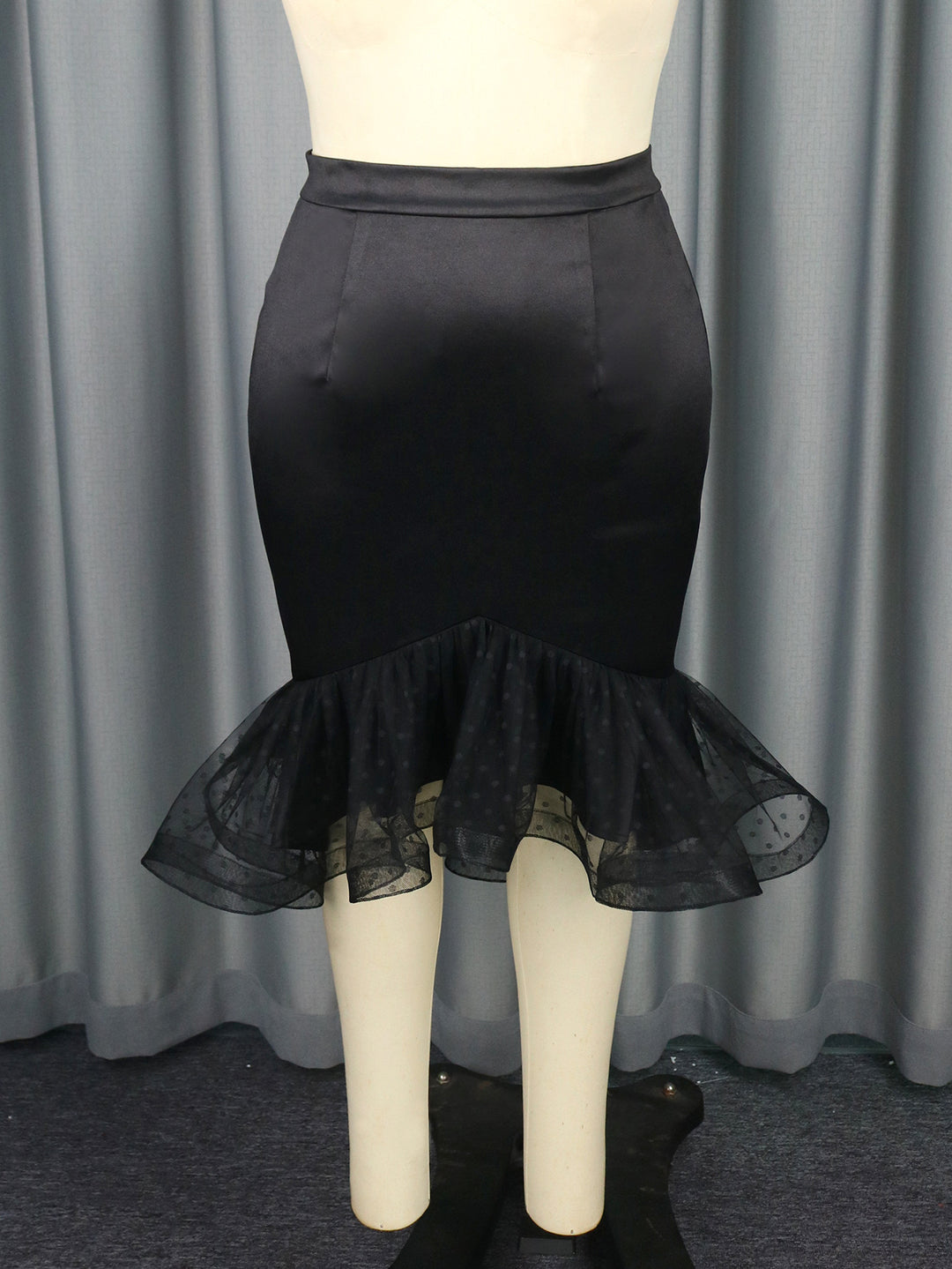 Damen eleganter Bleistiftrock mit voluminösem Tüllsaum R&B
