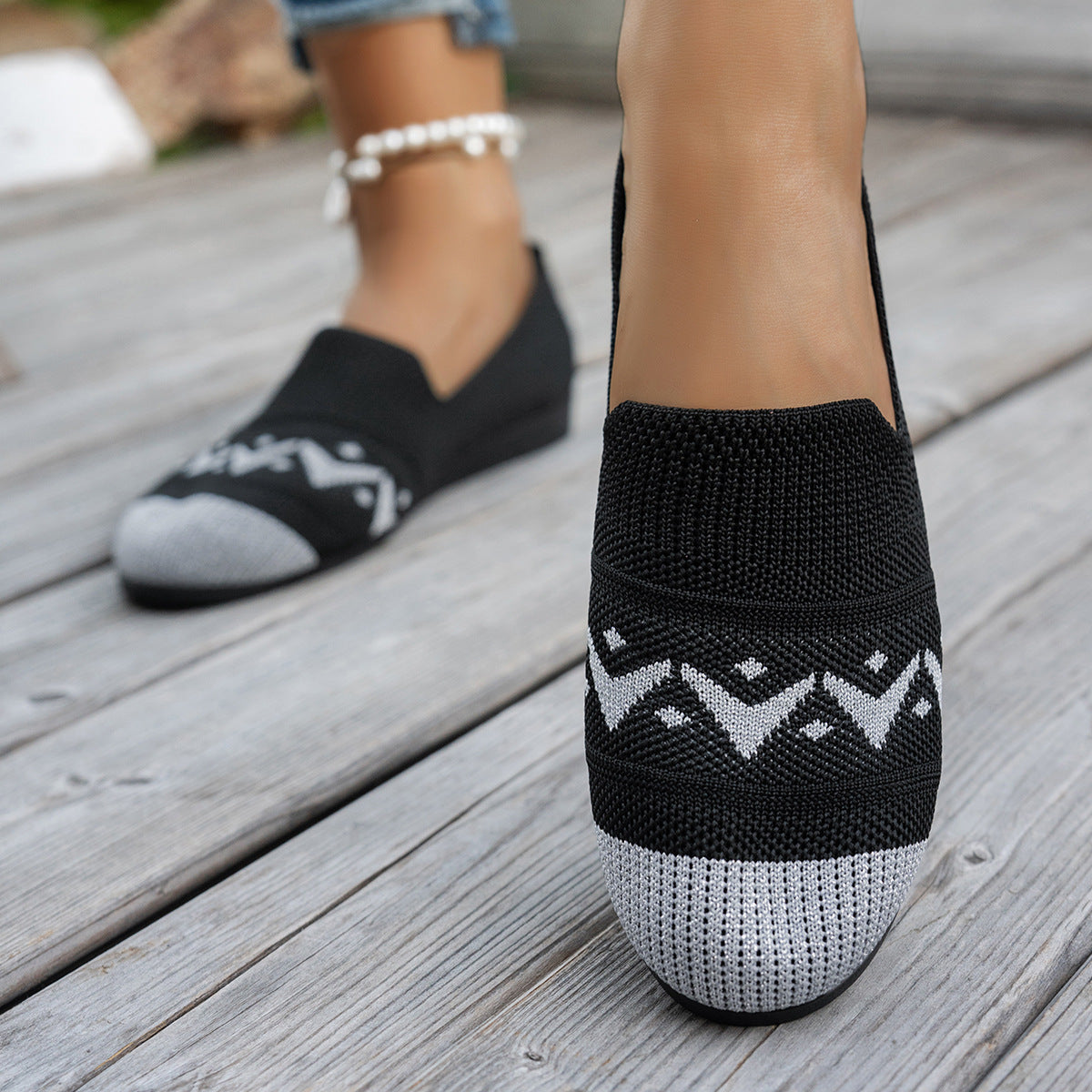 Damen komfortable Slipper mit innovativem Strickdesign R&B